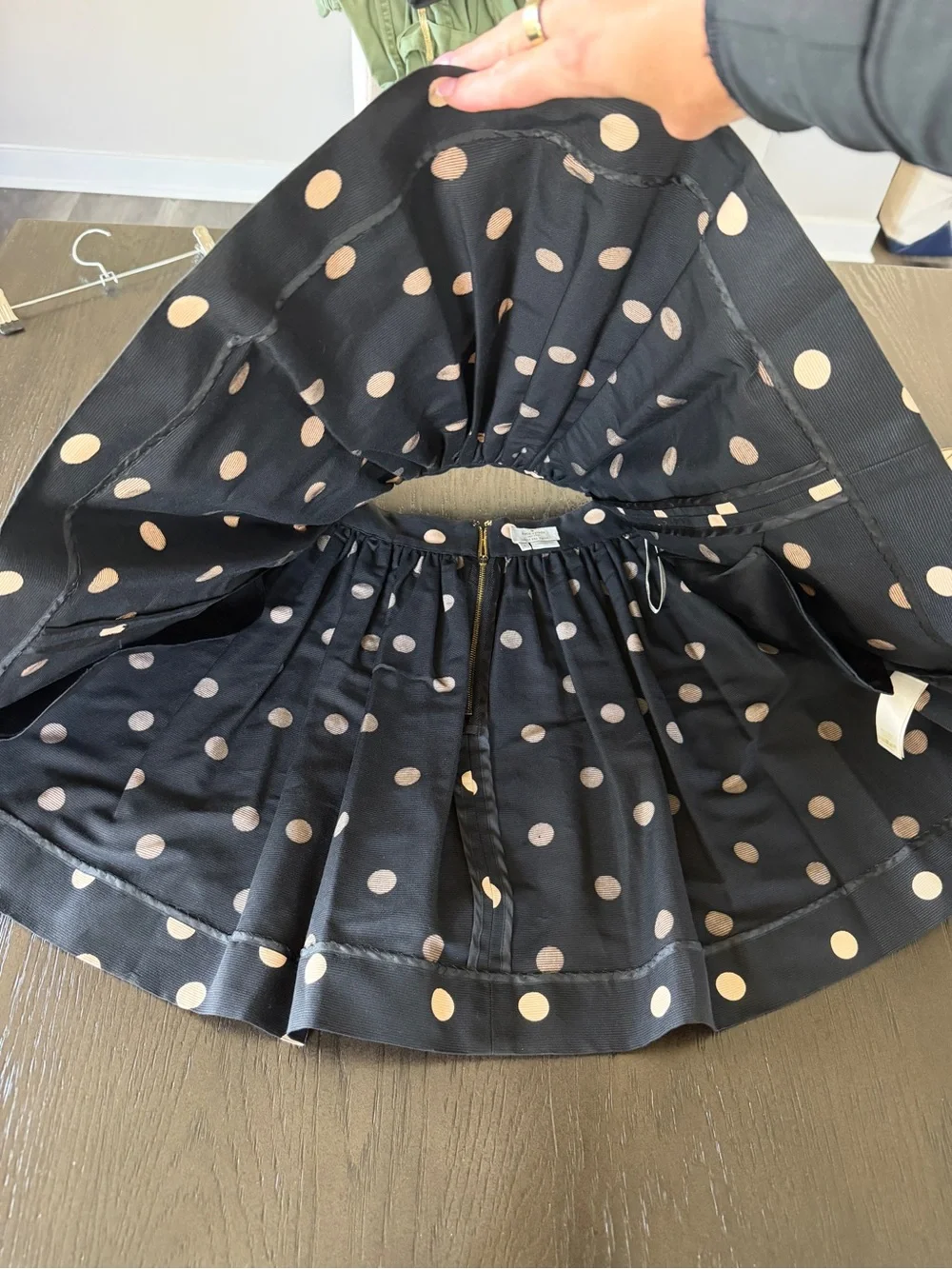 kate spade Black Circle Skirt with light pink/cream Polka Dots